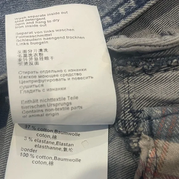 Marc Cain Blue Denim Biker Jacket  Quilted Moto Shoulders & Asymmetric Zip jeans - Picture 14 of 14